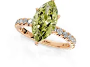Solitaire Engagement Ring Setting for Fancy Yellow Marquise Center with Shared-Prong Accents and Prong Head in Rose Gold