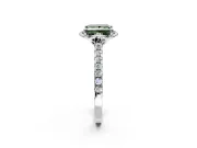 Floral Engagement Ring Setting for Fancy Green Princess Cut Center with Pave Band and Floral Prong Head in Platinum
