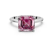 Solitaire Engagement Ring Setting for Fancy Pink Asscher Cut Center with Knife Ridge Band and Claw Prong Head in Sterling Silver