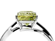Solitaire Engagement Ring Setting for Fancy Yellow Princess Cut Center with Plain Bypass Twist Band and Prong Head in Platinum