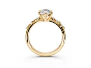 Solitaire Engagement Ring Setting for Marquise Center with Trailing Leaf Accent Band and Prong Head in Yellow Gold