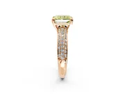 Solitaire Engagement Ring Setting for Fancy Yellow Radiant Cut Center with Multi-Row Pave Accents and Basket Head in Rose Gold