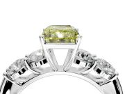 5 Stone Engagement Ring Setting for Fancy Yellow Radiant Cut Center with Graduated Accents and Prong Head in White Gold