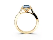 Floral Engagement Ring Setting for Fancy Blue Princess Cut Center with Pave Band and Floral Prong Head in Yellow Gold