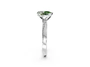 Side Accent Engagement Ring Setting for Fancy Green Pear-Shaped Center with Accent Shoulders and Prong Head in Sterling Silver