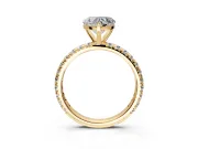 Solitaire Engagement Ring Setting for Heart-Shaped Center with Shared-Prong Accents and Prong Head in Yellow Gold