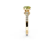 Solitaire Engagement Ring Setting for Fancy Yellow Round Cut Center with Crossover Accents and Prong Head in Yellow Gold