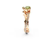 Solitaire Engagement Ring Setting for Fancy Yellow Heart-Shaped Center with Pave and Plain Crossover Band and Prong Head in Rose Gold