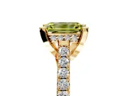 Solitaire Engagement Ring Setting for Fancy Yellow Emerald Cut Center with Widening Pave Band and Claw Prong Head in Yellow Gold