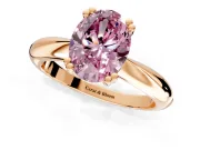 Solitaire Engagement Ring Setting for Fancy Pink Oval Center with Reverse Tapered Band and Prong Head in Rose Gold