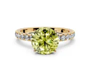Solitaire Engagement Ring Setting for Fancy Yellow Round Cut Center with Large Accent Band and Prong Head in Yellow Gold
