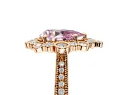 Milgrain Halo Engagement Ring Setting for Fancy Pink Pear-Shaped Center with Bezel Point Accents and Prong Head in Rose Gold