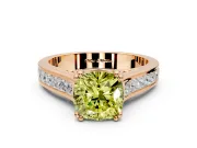 Solitaire Engagement Ring Setting for Fancy Yellow Cushion Cut Center with Channel Band and Double Claw Prong Head in Rose Gold