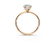 Solitaire Engagement Ring Setting for Cushion Cut Center with Straight Thin Band and Prong Head in Rose Gold