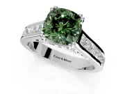 Solitaire Engagement Ring Setting for Fancy Green Cushion Cut Center with Channel Band and Double Claw Prong Head in Sterling Silver