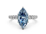 Solitaire Engagement Ring Setting for Fancy Blue Marquise Center with Shared-Prong Accents and Prong Head in Platinum