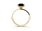 Solitaire Engagement Ring Setting for Fancy Black Round Cut Center with Pave Accents and Prong Head in Yellow Gold