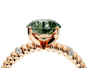 Rope Engagement Ring Setting for Fancy Green Round Cut Center with Accent Shoulders and Prong Head in Rose Gold