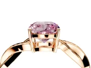 Solitaire Engagement Ring Setting for Fancy Pink Cushion Cut Center with Twisted Pave Band and Prong Head in Rose Gold
