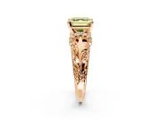 Solitaire Engagement Ring Setting for Fancy Yellow Asscher Cut Center with Filigree Accent Basket and Prong Head in Rose Gold