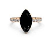 Open Basket Engagement Ring Setting for Fancy Black Marquise Center with Pave Band and Prong Head in Rose Gold