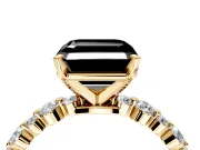Solitaire Engagement Ring Setting for Fancy Black Asscher Cut Center with Alternating Size Accents and Prong Head in Yellow Gold