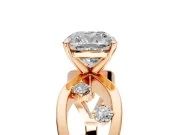 Solitaire Engagement Ring Setting for Cushion Cut Center with Criss-Cross Accent Band and Prong Head in Rose Gold