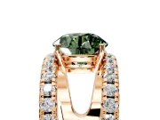 Solitaire Engagement Ring Setting for Fancy Green Round Cut Center with Wide-Open Split Shank and Prong Head in Rose Gold
