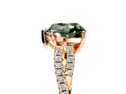 Solitaire Engagement Ring Setting for Fancy Green Heart-Shaped Center with Twisted Pave Split Shank and Prong Head in Rose Gold