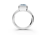 Solitaire Engagement Ring Setting for Fancy Blue Princess Cut Center with Wide Band and Bezel Head in Platinum