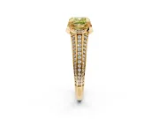 Solitaire Engagement Ring Setting for Fancy Yellow Cushion Cut Center with Accented Split Shank and Prong Head in Yellow Gold