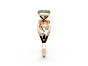 Solitaire Engagement Ring Setting for Fancy Green Radiant Cut Center with Criss-Cross Accent Band and Prong Head in Rose Gold