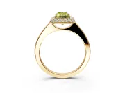 Halo Engagement Ring Setting for Fancy Yellow Radiant Cut Center with Plain Tapered Band and Prong Head in Yellow Gold