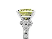 Solitaire Engagement Ring Setting for Fancy Yellow Princess Cut Center with Crossover Accents and Prong Head in Sterling Silver