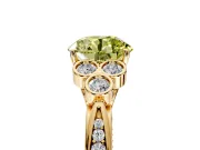 Cluster Engagement Ring Setting for Fancy Yellow Round Cut Center with Bezel Accent Clusters and Prong Head in Yellow Gold