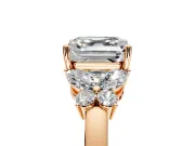 Solitaire Engagement Ring Setting for Asscher Cut Center with Marquise Flower Shoulders and Prong Head in Rose Gold