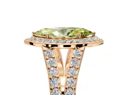 Halo Engagement Ring Setting for Fancy Yellow Marquise Center with Narrow Pave Split Shank and Prong Head in Rose Gold