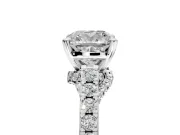 Solitaire Engagement Ring Setting for Cushion Cut Center with Crossover Accents and Prong Head in White Gold