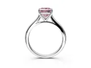 Solitaire Engagement Ring Setting for Fancy Pink Princess Cut Center with Narrow Cathedral Band and Prong Head in Sterling Silver