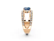Solitaire Engagement Ring Setting for Fancy Blue Cushion Cut Center with Wide-Open Split Shank and Prong Head in Rose Gold