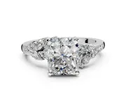 Solitaire Engagement Ring Setting for Radiant Cut Center with Marquise Accent Twist Band and Prong Head in Sterling Silver