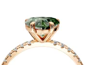 Solitaire Engagement Ring Setting for Fancy Green Heart-Shaped Center with Fine Pave Narrow Band and Prong Head in Rose Gold