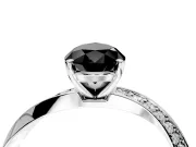 Side Accent Engagement Ring Setting for Fancy Black Pear-Shaped Center with Accent Shoulders and Prong Head in Sterling Silver