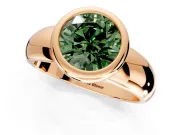 Solitaire Engagement Ring Setting for Fancy Green Round Cut Center with Wide Band and Bezel Head in Rose Gold
