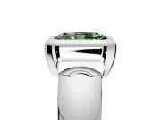 Solitaire Engagement Ring Setting for Fancy Green Radiant Cut Center with Wide Band and Bezel Head in Platinum