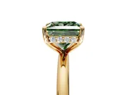 Hidden Halo Engagement Ring Setting for Fancy Green Princess Cut Center with Thin Rounded Band and Prong Head in Yellow Gold