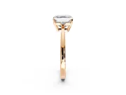 3 Stone Engagement Ring Setting for Asscher Cut Center with Low-Set Round Cut Accents and Prong Head in Rose Gold