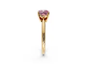 Solitaire Engagement Ring Setting for Fancy Pink Cushion Cut Center with Knife Ridge Band and Claw Prong Head in Yellow Gold