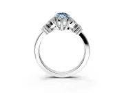 Floral Engagement Ring Setting for Fancy Blue Marquise Center with Marquise Cluster Shoulders and Prong Head in Platinum