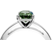 Solitaire Engagement Ring Setting for Fancy Green Emerald Cut Center with Basket Rail and Prong Head in Platinum